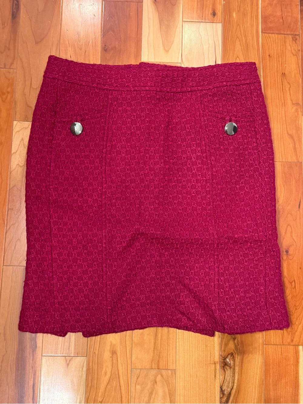 Banana Republic Raspberry Textured Pencil Skirt with Silver Buttons